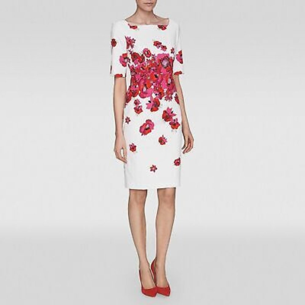 LK Bennett Lasana Pink Poppy Sheath Dress US Size 8 NWT